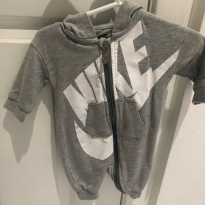 Infant Gray Nike Zip Onesie
